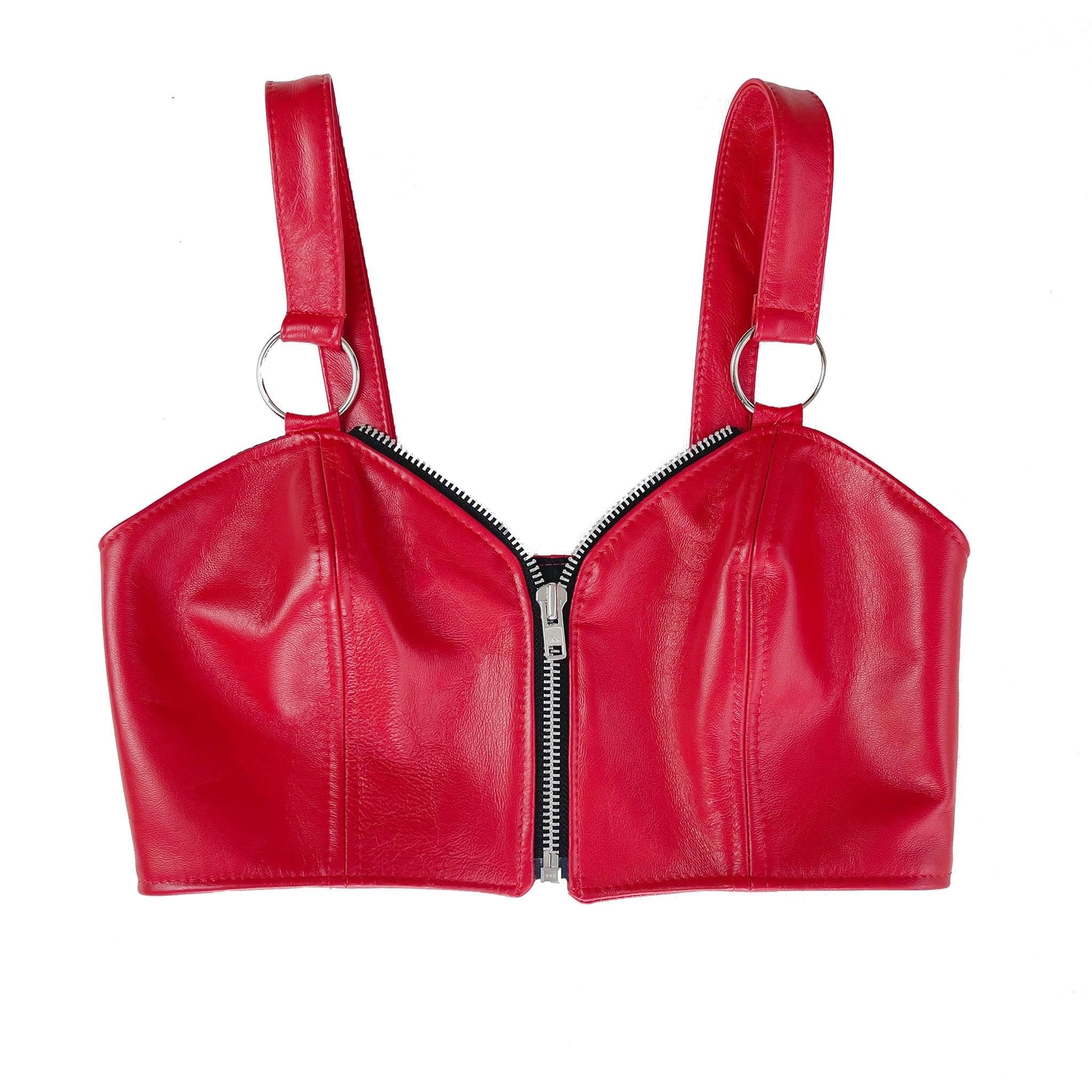 Red Leather Midi Bustier
