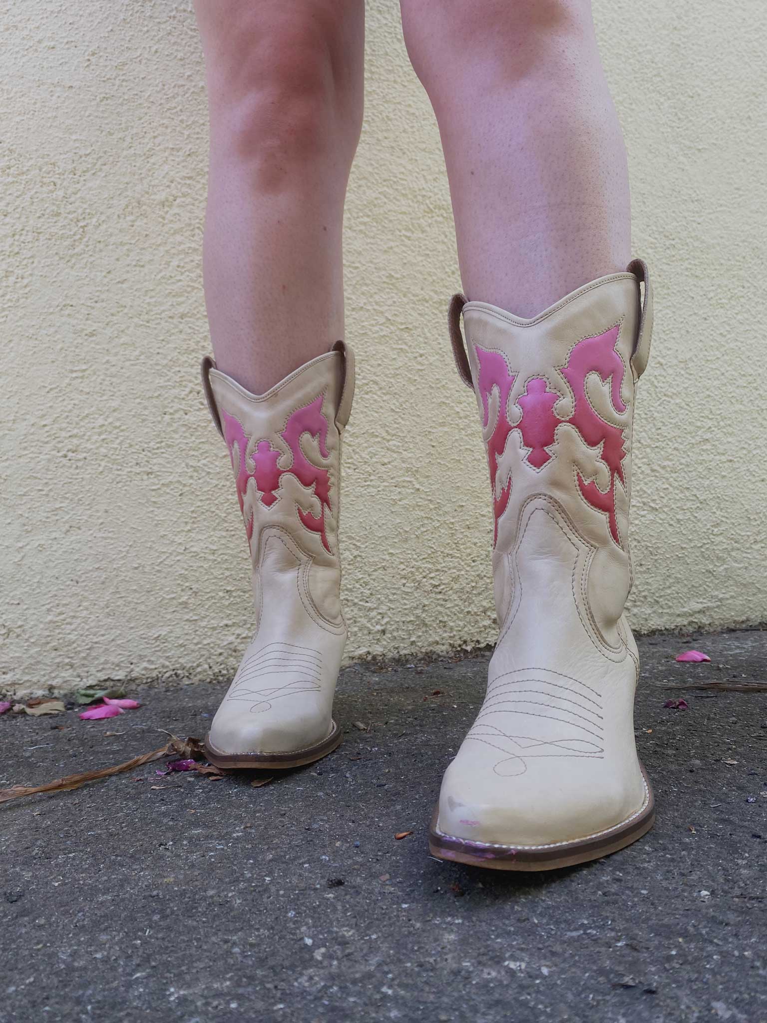 Cream Leather Cowboy Boots Luxe Rebel Leather Co