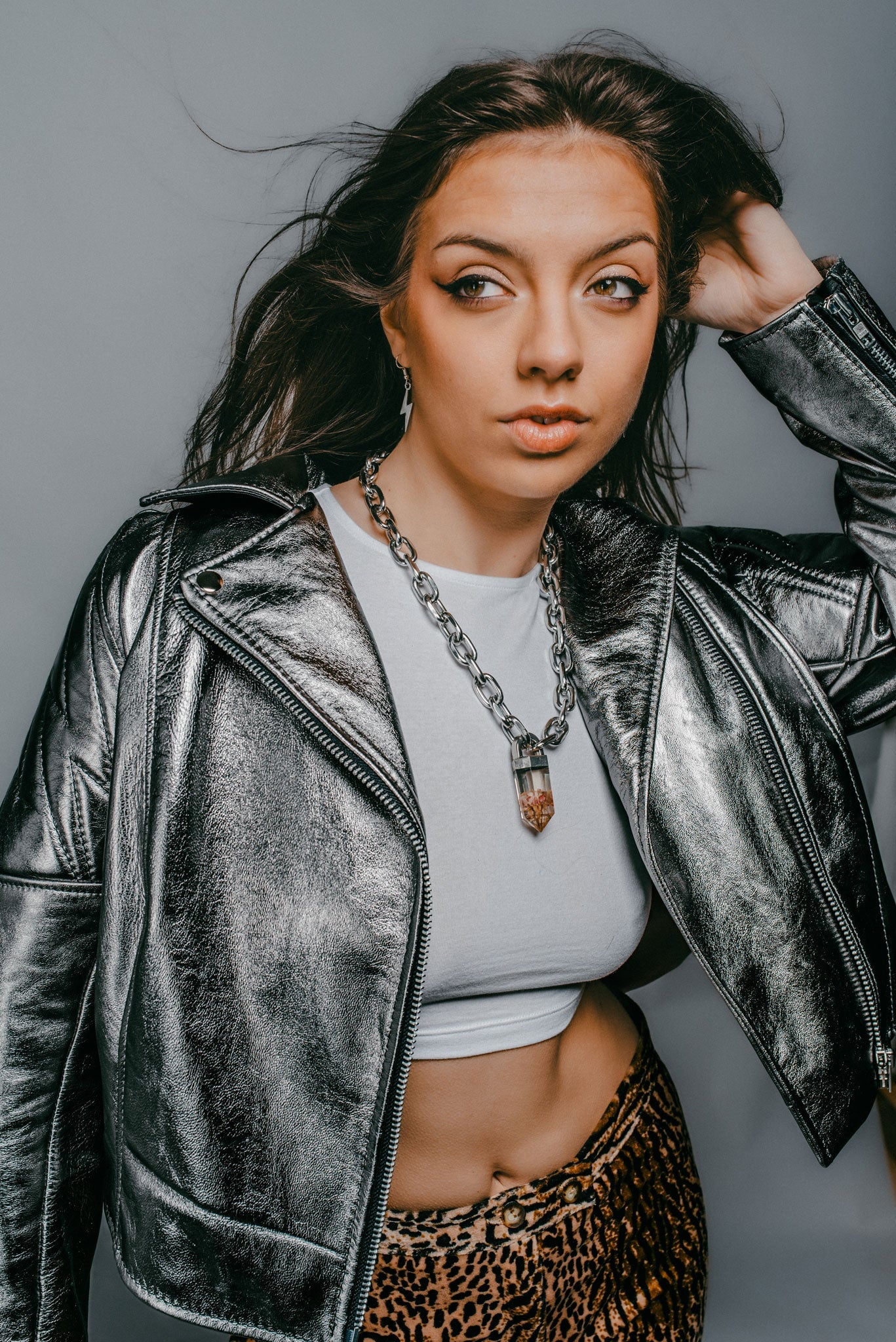Silver Biker Jacket – Luxe Rebel Leather Co - Main Image